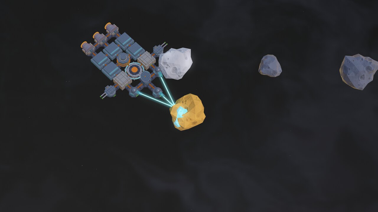 Two mining beams cut into a rock, the cut glowing white-hot